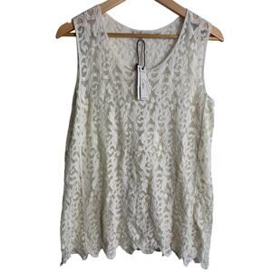 Capri Crochet Lace Ivory Sheer Sleeveless Top Small NWT